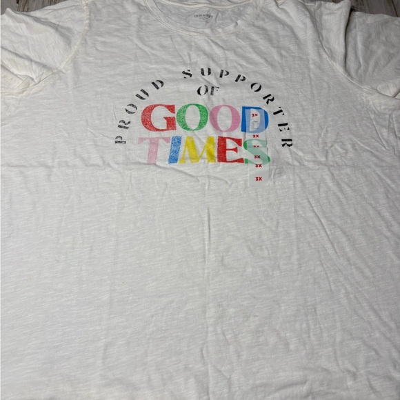 Old Navy Size 3X Bone Color Graphic Short Sleeve Womens Top - Picture 3 of 11